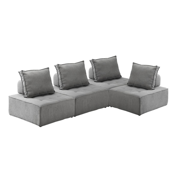 NNEED 4PCS Modular Armless Sofa Linen Grey