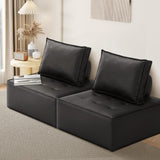 NNEED 2pcs Pu Leather Sofa Couch Black