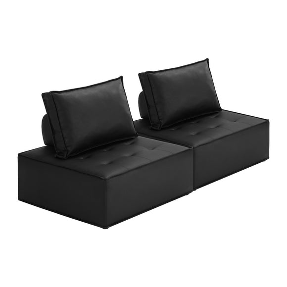 NNEED 2pcs Pu Leather Sofa Couch Black