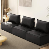 NNEED 3pcs Pu Leather Sofa Couch Black
