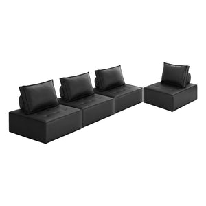 NNEED 4pcs Pu Leather Sofa Couch Black