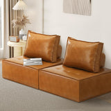 NNEED 2pcs Pu Leather Sofa Couch Brown