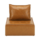 NNEED 2pcs Pu Leather Sofa Couch Brown