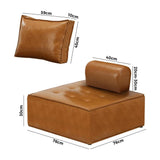 NNEED 2pcs Pu Leather Sofa Couch Brown