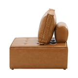 NNEED 2pcs Pu Leather Sofa Couch Brown