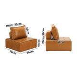 NNEED 3pcs Pu Leather Sofa Couch Brown