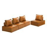 NNEED 4pcs Pu Leather Sofa Couch Brown
