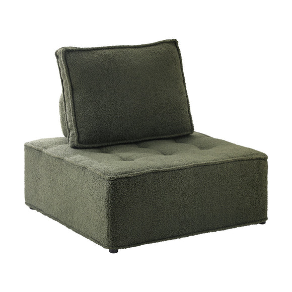 NNEED 1PC Modular Sofa Lounge Chair Armless Sherpa Green