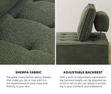 NNEED 1PC Modular Sofa Lounge Chair Armless Sherpa Green