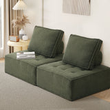 NNEED 2PCS Modular Sofa Lounge Chair Armless Sherpa Green