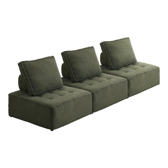NNEED 3PCS Modular Sofa Lounge Chair Armless Sherpa Green