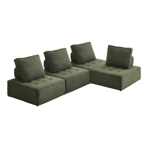 NNEED 4PCS Modular Sofa Lounge Chair Armless Sherpa Green