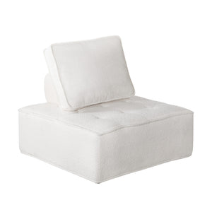 NNEED Modular Armless Sofa Adjustable Back Sherpa White