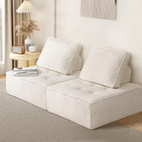 NNEED 2PCS Modular Armless Sofa Sherpa White