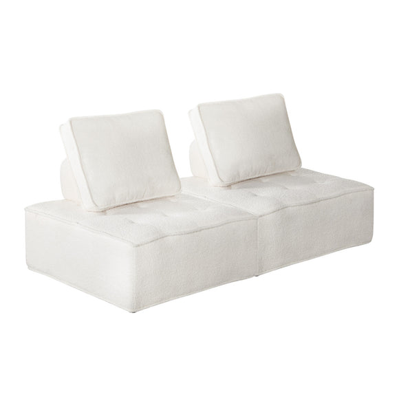 NNEED 2PCS Modular Armless Sofa Sherpa White