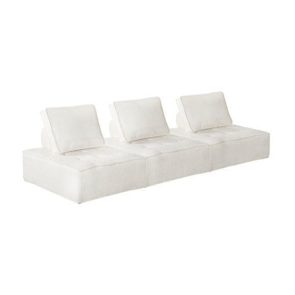 NNEED 3PCS Modular Armless Sofa Sherpa White