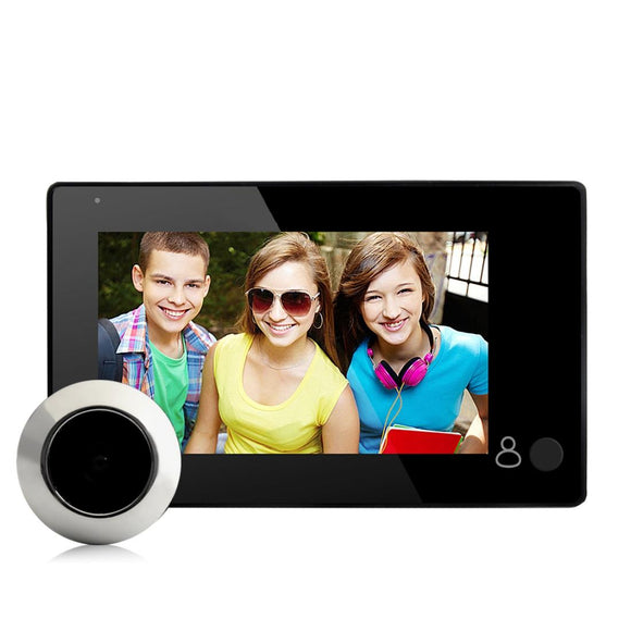 4.3 Security Camera Door Peephole With One-Key Watch - Black-1915196779251503105