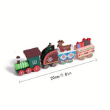 NNETM 1pc Christmas Train Painted Wooden Toys Table Top Ornament Home Decoration, Christmas Gifts, Party Favors