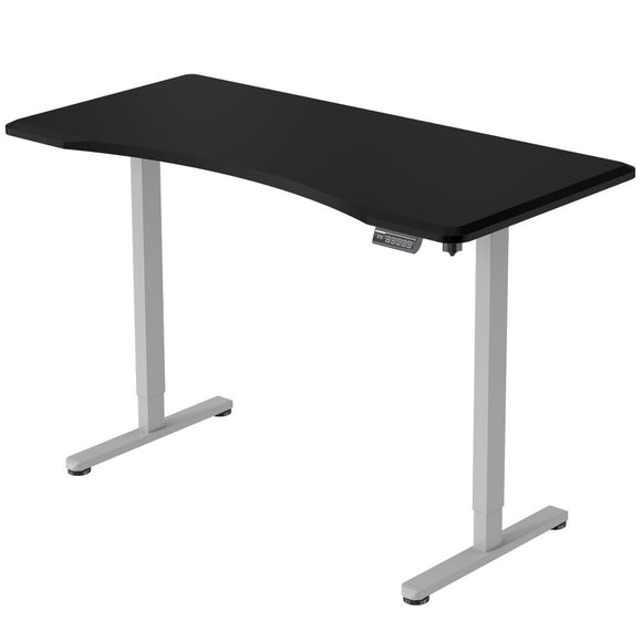 NNEMB Sit To Stand Up Standing Desk, 150x75cm, 72-118cm Electric Height Adjustable, Ergonomically Curved Edge, 50kg Rated, Black/Silver Frame