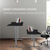 NNEMB Sit To Stand Up Standing Desk, 150x75cm, 72-118cm Electric Height Adjustable, Ergonomically Curved Edge, 50kg Rated, Black/Silver Frame