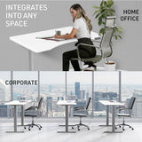 NNEMB Sit To Stand Up Standing Desk, 150x75cm, 72-118cm Electric Height Adjustable, Ergonomically Curved Edge, 50kg Rated, White/Silver Frame