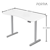 NNEMB Sit To Stand Up Standing Desk, 150x75cm, 72-118cm Electric Height Adjustable, Ergonomically Curved Edge, 50kg Rated, White/Silver Frame