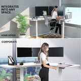 NNEMB 98W x 98W x 48D Dual-Motor 80kg Load Adjustable Electric Sit to Stand Up Corner Desk - White/White Frame
