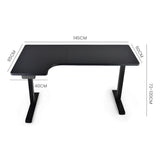 NNEMB 145W x 60D x 85D Dual-Motor 80kg Load Adjustable Sit-Stand Up L-Hand Sided Corner Desk - Black/Black Frame