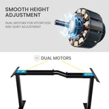 NNEMB 145W x 60D x 85D Dual-Motor 80kg Load Adjustable Sit-Stand Up L-Hand Sided Corner Desk - Black/Black Frame