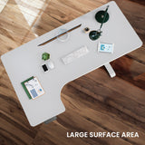 NNEMB 145W x 60D x 85D Dual-Motor 80kg Load Adjustable Sit-Stand Up L-Hand Sided Corner Desk - White/White Frame