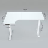 NNEMB 145W x 60D x 85D Dual-Motor 80kg Load Adjustable Sit-Stand Up L-Hand Sided Corner Desk - White/White Frame