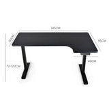 NNEMB 145W x 60D x 85D Dual-Motor 80kg Load Adjustable Sit-Stand Up R-Hand Sided Corner Desk - Black/Black Frame
