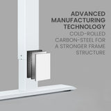 NNEMB 145W x 60D x 85D Dual-Motor 80kg Load Adjustable Sit-Stand Up R-Hand Sided Corner Desk - White/White Frame
