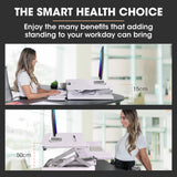 NNEMB Desk Riser 90cm Wide Adjustable Sit to Stand, for Dual Monitor, Keyboard, Laptop, White