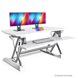 NNEMB Desk Riser 90cm Wide Adjustable Sit to Stand, for Dual Monitor, Keyboard, Laptop, White