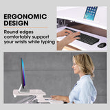 NNEMB Desk Riser 90cm Wide Adjustable Sit to Stand, for Dual Monitor, Keyboard, Laptop, White