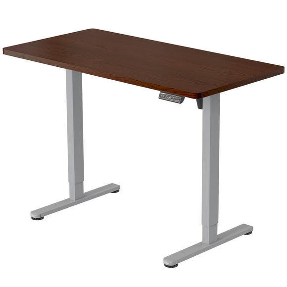 NNEMB Sit To Stand Up Standing Desk, 120x70cm, 72-118cm Electric Height Adjustable, 40kg Rated, Walnut Style/Silver Frame