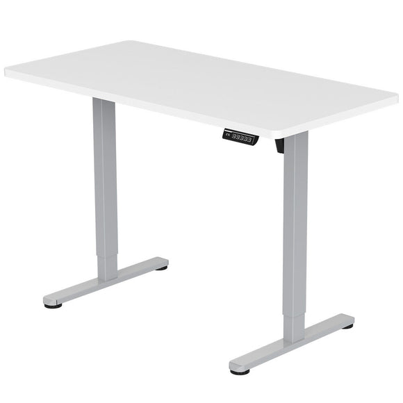 NNEMB Sit To Stand Up Standing Desk, 140x70cm, 72-118cm Electric Height Adjustable, 40kg Rated, White/Silver Frame