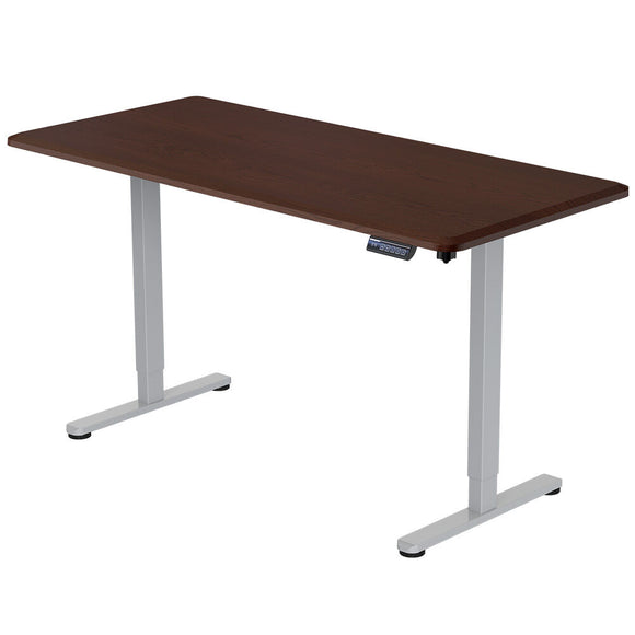 NNEMB Sit To Stand Up Standing Desk, 150x75cm, 72-118cm, Height Adjustable, 50kg Rated, Walnut Style/Silver Frame