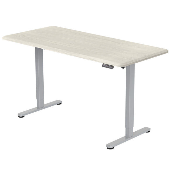 NNEMB Sit To Stand Up Standing Desk, 150x75cm, 72-118cm, Height Adjustable, 50kg Rated, White Oak Style/Silver Frame