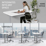 NNEMB Sit To Stand Up Standing Desk, 150x75cm, 72-118cm, Height Adjustable, 50kg Rated, Matte White/Silver Frame
