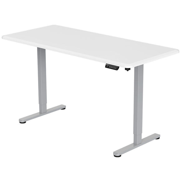 NNEMB Sit To Stand Up Standing Desk, 150x75cm, 72-118cm, Height Adjustable, 50kg Rated, Matte White/Silver Frame