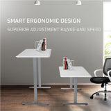 NNEMB Sit To Stand Up Standing Desk, 150x75cm, 72-118cm, Height Adjustable, 50kg Rated, Matte White/Silver Frame