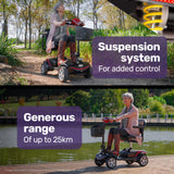 NNEMB -Mid-Sized Foldable Electric Motorised Mobility Scooter - Red