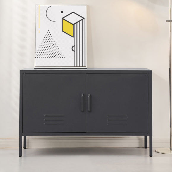 NNEDSZ Artiss Buffet Sideboard Metal Cabinet - BASE Charcoal