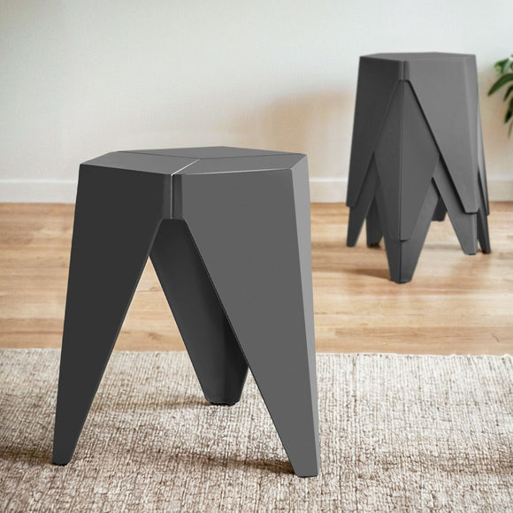 NNEDSZ Artiss 4PC Puzzle Stool Bar Stools Stackable Grey