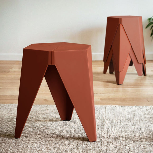 NNEDSZ Artiss 4PC Puzzle Stool Bar Stools Stackable Red