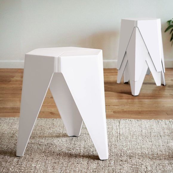 NNEDSZ Artiss 4PC Puzzle Stool Bar Stools Stackable White