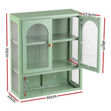 Artiss Buffet Cabinet Sideboards X2 Wall Mounted Fluted Display Storage Green
