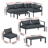 NNEDSZ Gardeon 4 Seater Outdoor Sofa Set Aluminium Patio Furniture Setting 4PC Charcoal